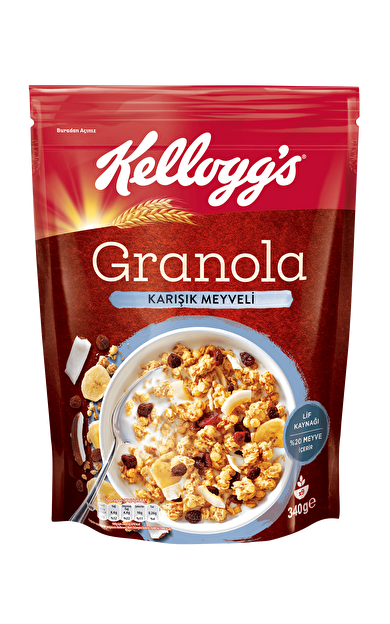 Kellogg's Karışık Meyveli Granola 340 Gr,%45 Yulaf içerir,Lif Kaynağı,%20 Kurutulmuş Meyve