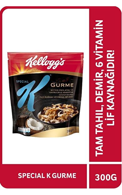 Kellogg's Special K Bitter Çikolatalı&Hindistan Cevizi Dilimli 300 Gr,%46 Yulaf içerir,Lif Kaynağı