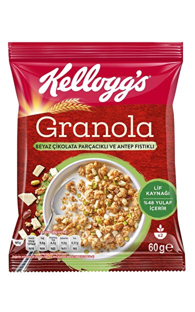 Kellogg's Beyaz Çikolata Parçacıklı&Antep Fıstıklı Granola 60Gr