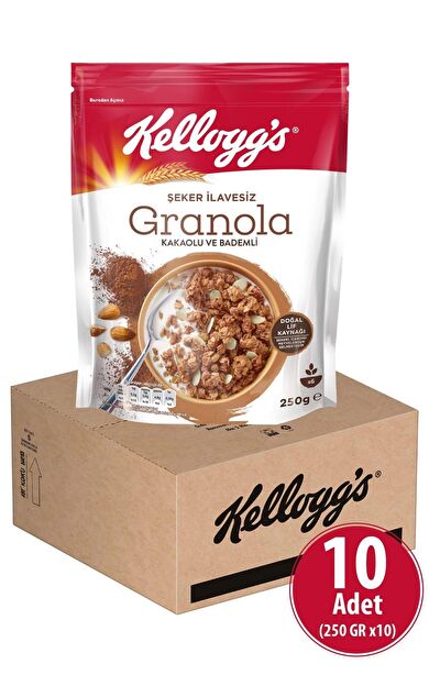 Şeker Ilavesiz Granola Kakao Ve Bademli 250x10 ,%43 Yulaf Içerir, Lif Kaynağı