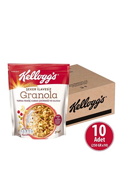Şeker İlavesiz Granola Turna Yemişi, Kabak Çekirdeği Ve Kajulu 250 Gr x 10 Adet, %42 Yulaf Içerir