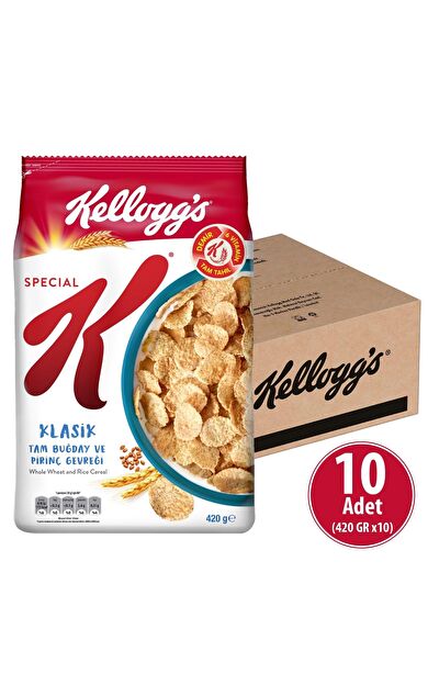 Special K Klasik Kahvaltılık Tam Buğday Ve Pirinç Gevreği 420 Gr x 10 Adet, Tam Tahıllı, Lif Kaynağı