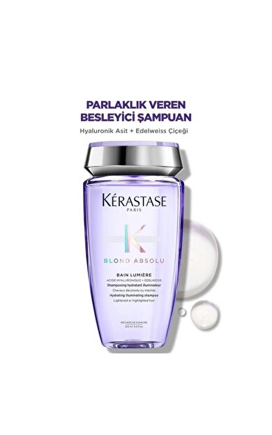 Kerastase Blond Absolu Bain Lumiere İşlem Görmüş Sarı Saçlar için Parlaklık Veren Şampuan 250ml
