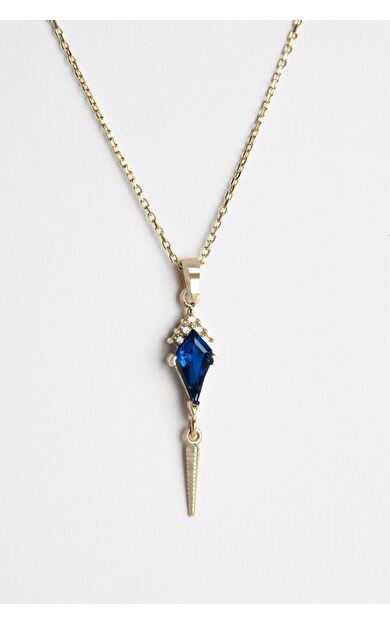 Kolyecik 14 Ayar Altın Sallantılı Lacivert Taş Kolye