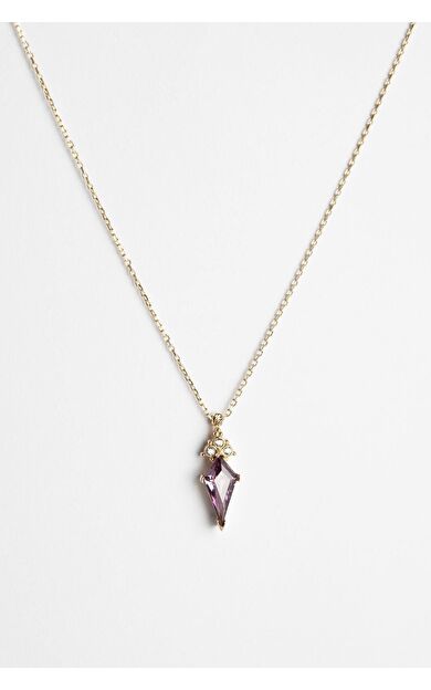 Kolyecik 14 Ayar Altın Mor Taşlı Kolye