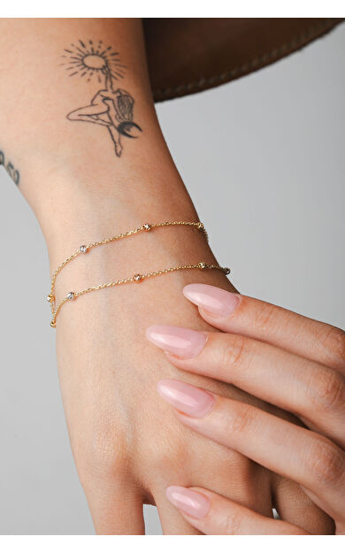 Kolyecik 14 Ayar Altın 3 Renk Dorika Bileklik