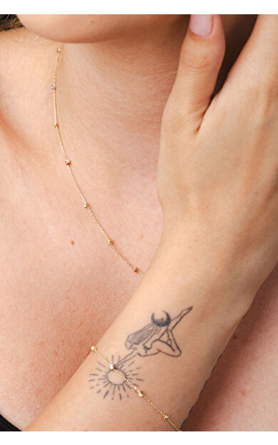 Kolyecik 14 Ayar Altın 3 Renk Dorika Kolye ve Bileklik