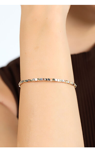 Kolyecik 14 Ayar Altın 3 Renk Küp Dorika Kelepçe