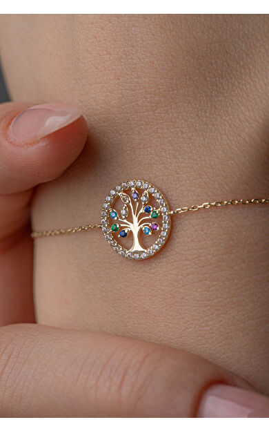 Kolyecik 14 Ayar Altın Ağaç Bileklik