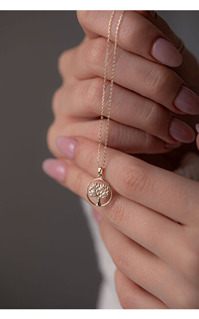 Kolyecik 14 Ayar Altın Ağaç Kolye