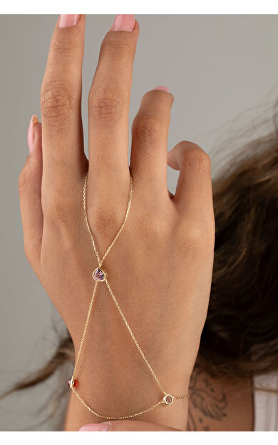 Kolyecik 14 Ayar Altın Amatist Kalp Taş Şahmeran