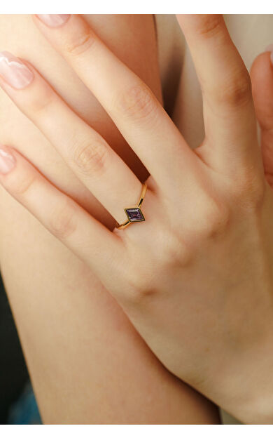 Kolyecik 14 Ayar Altın Amatist Taşlı Yüzük