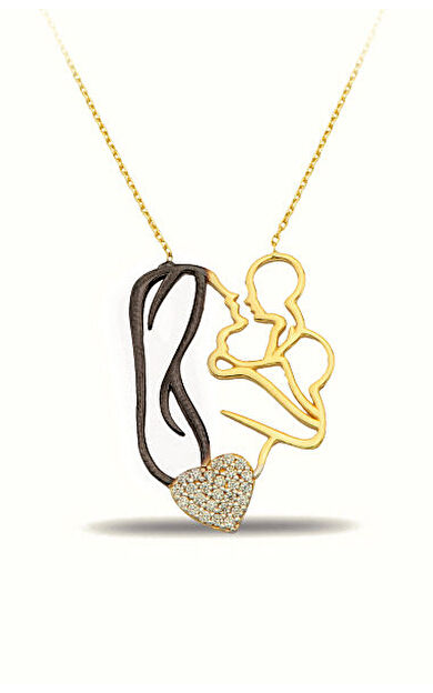 Kolyecik 14 Ayar Altın Kalp Anne Çocuk Kolye