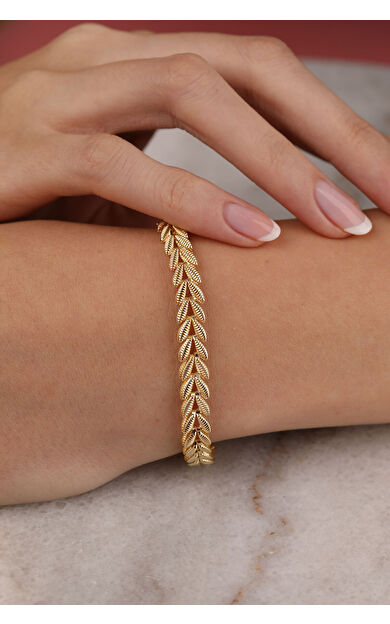 Kolyecik 14 Ayar Altın Başak Zincir Bileklik