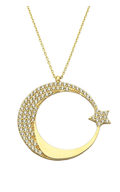 Kolyecik 14 Ayar Altın Ay Yıldız Kolye