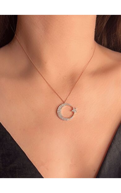 Kolyecik 14 Ayar Altın Ay Yıldız Kolye