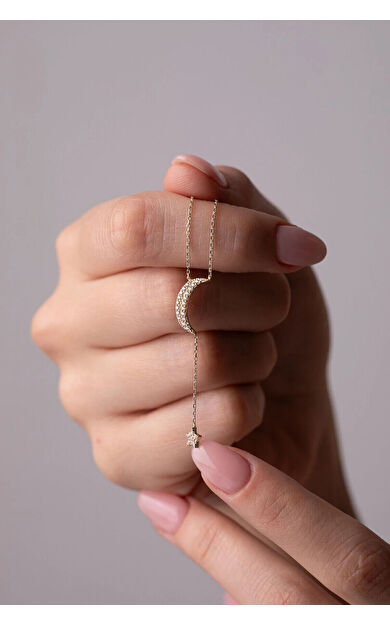 Kolyecik 14 Ayar Altın Ayyıldız Kolye