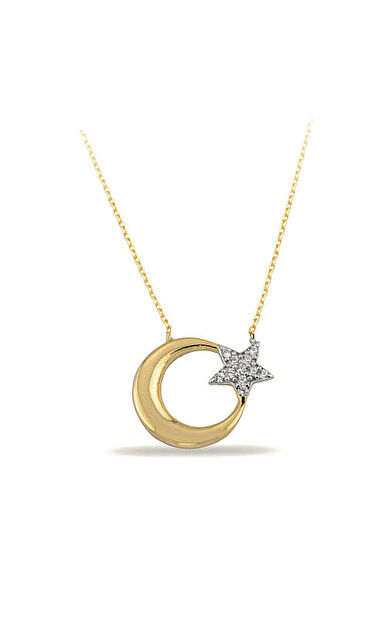Kolyecik 14 Ayar Altın Ay Yıldız Kolye