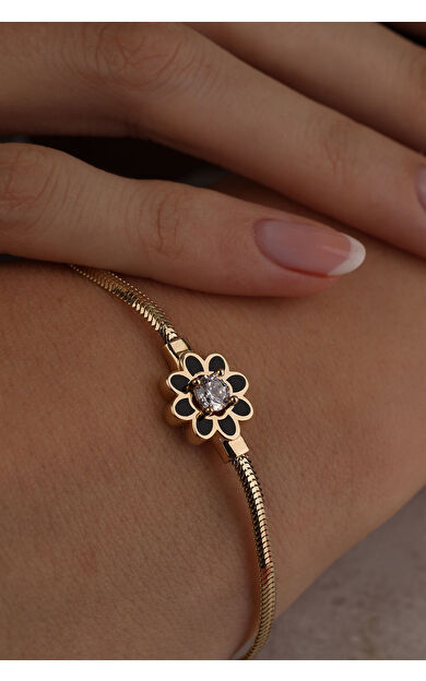 Kolyecik 14 Ayar Altın Balık Sırtı Çiçek Bileklik
