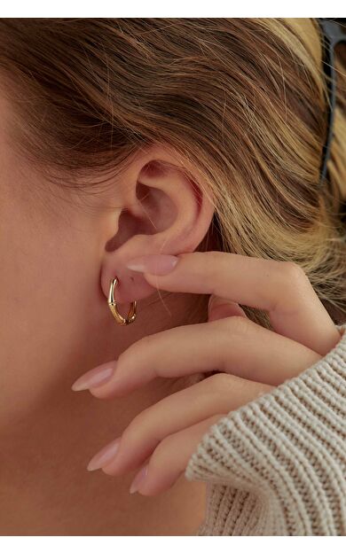 Kolyecik 14 Ayar Altın Bambu Halka Küpe