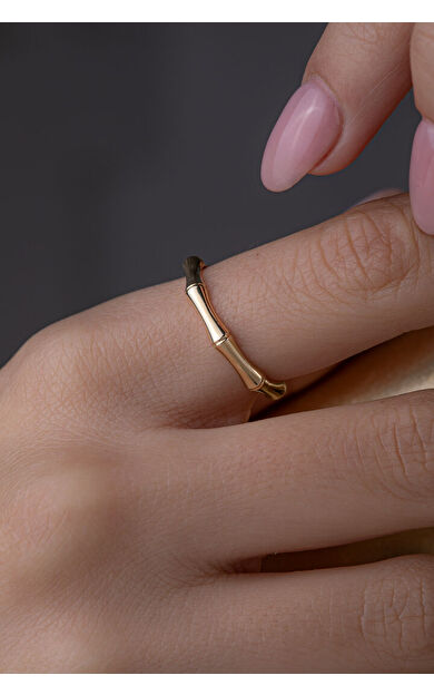 Kolyecik 14 Ayar Altın Bambu Yüzük