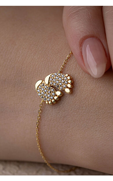 Kolyecik 14 Ayar Altın Bebek Ayak Bileklik