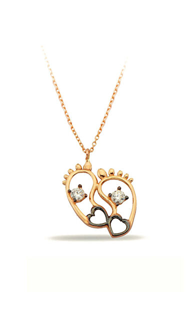 Kolyecik 14 Ayar Altın Tektaş Ayak İzi Kolye