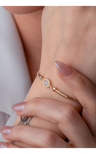 Kolyecik 14 Ayar Altın Beyaz Taşlı Balıksırtı Bileklik