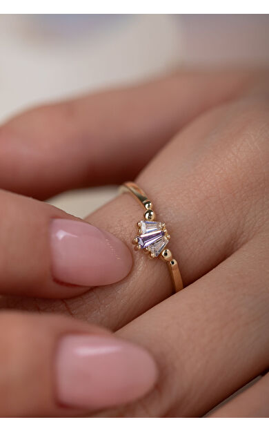 Kolyecik 14 Ayar Altın Beyaz Taşlı Yüzük