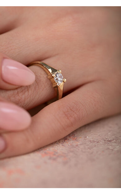 Kolyecik 14 Ayar Altın Beyaz Taşlı Yüzük