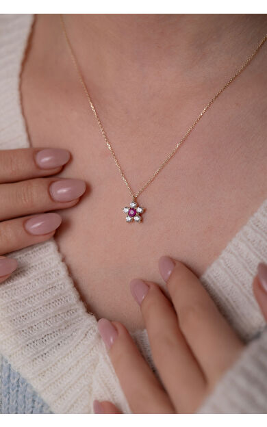 Kolyecik 14 Ayar Altın Çiçek Kolye