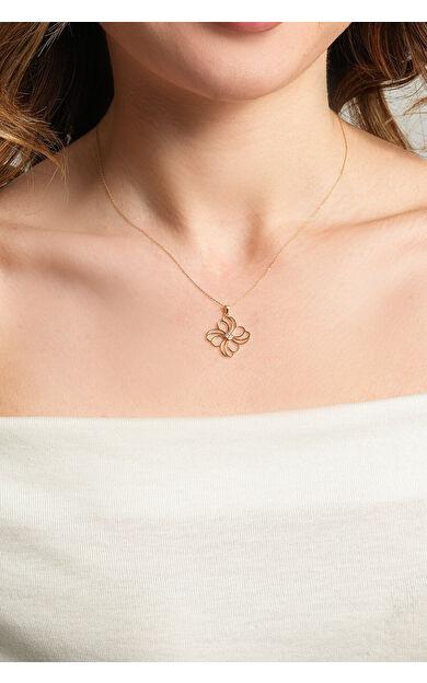 Kolyecik 14 Ayar Altın Çiçek Kolye