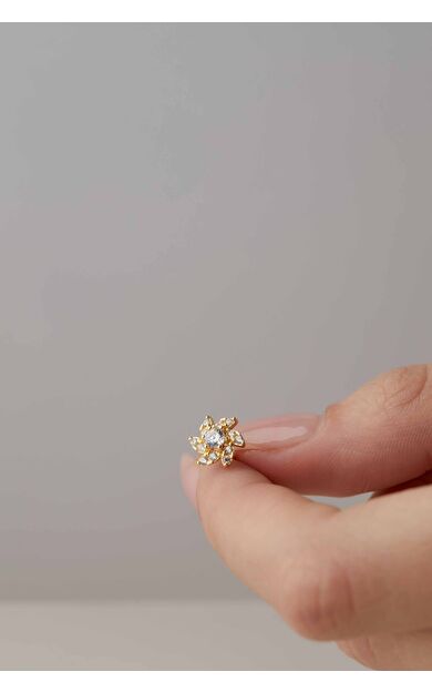 Kolyecik 14 Ayar Altın Çiçek Küpe