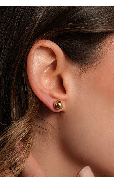 Kolyecik 14 Ayar Altın Cilalı Top Küpe