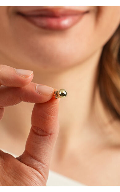 Kolyecik 14 Ayar Altın Cilalı Top Küpe