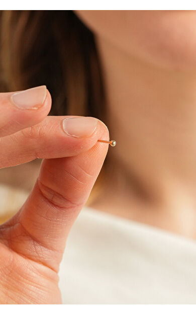 Kolyecik 14 Ayar Altın Cilalı Top Küpe