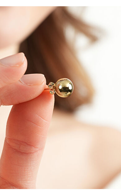 Kolyecik 14 Ayar Altın Cilalı Top Küpe