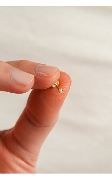 Kolyecik 14 Ayar Altın Cilalı Top Küpe