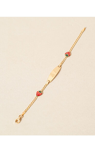 Kolyecik 14 Ayar Altın Çilek Figürlü Künye