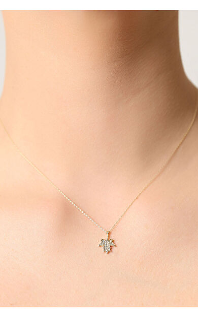 Kolyecik 14 Ayar Altın Çınar Yaprağı Kolye