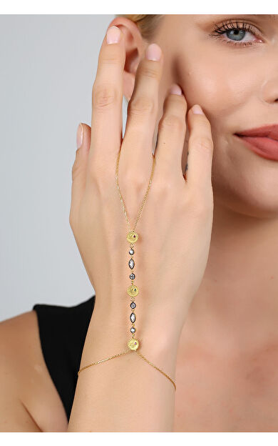 Kolyecik 14 Ayar Altın Damla Taşlı Tuğra Şahmeran