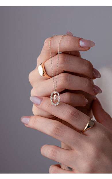 Kolyecik 14 Ayar Altın F Harfi Kolye