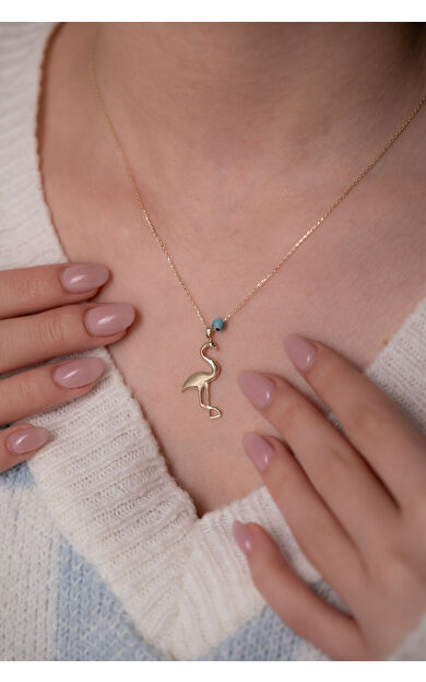 Kolyecik 14 Ayar Altın Flamingo Kolye