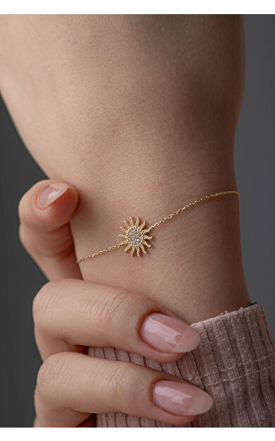 Kolyecik 14 Ayar Altın Güneş Bileklik