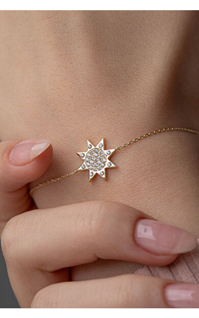 Kolyecik 14 Ayar Altın Güneş Bileklik