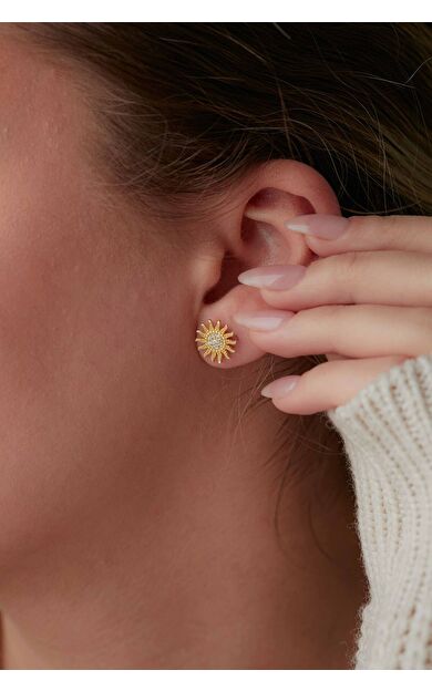 Kolyecik 14 Ayar Altın Güneş Küpe