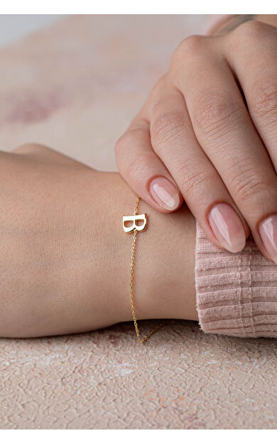 Kolyecik 14 Ayar Altın Harf Bileklik