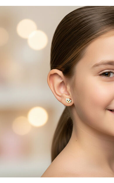 Kolyecik 14 Ayar Altın Hello Kitty Çocuk Küpe