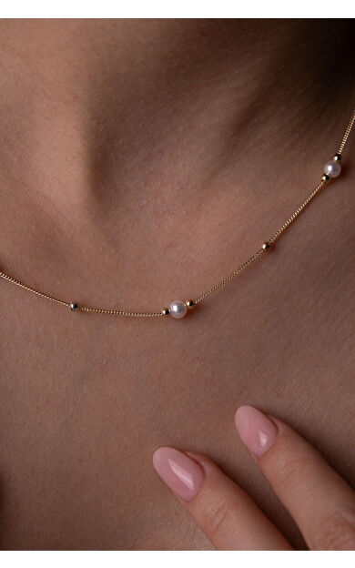 Kolyecik 14 Ayar Altın İnci Kolye