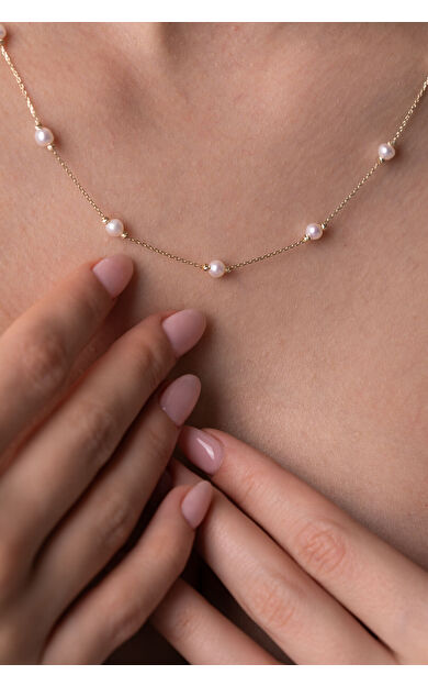 Kolyecik 14 Ayar Altın İnci Kolye